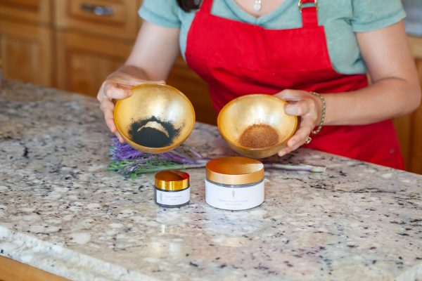 Image of Aimee Holding Ingredients for Green Goddess Mask