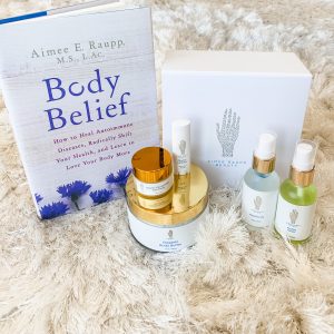 Image of Aimee Raupp's Body Belief Book and Aimee Raupp Beauty Products
